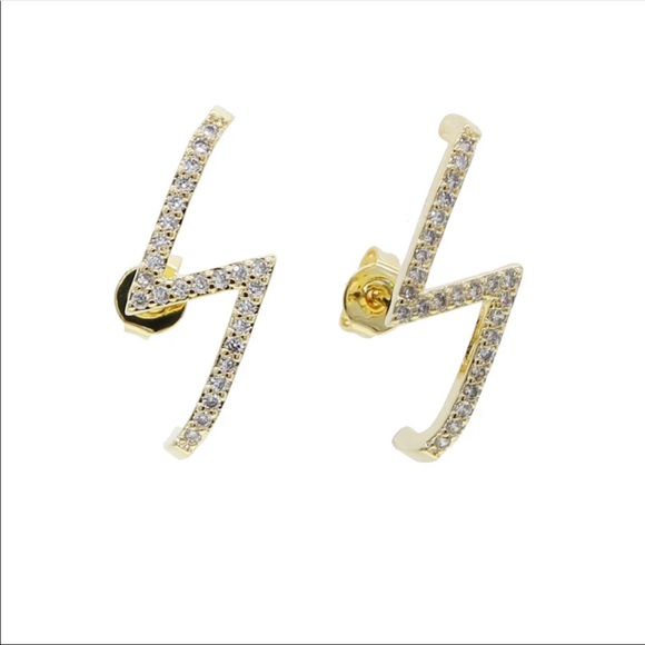 • Leona • Lightning Bolt Stud Earrings - Picture 3 of 3